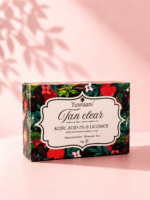 Yuvraani Tan Clear Soap with Kojic Acid 1% and Licorice in premium packaging, designed to help reduce tan, brighten skin, and promote a healthy natural glow.