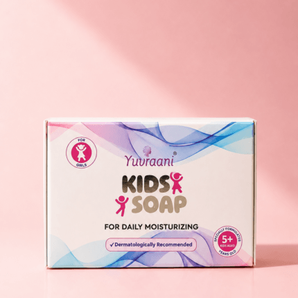 Yuvraani Kids Soap for girls aged 5+ with gentle moisturizing formula and dermatologically recommended daily skincare.