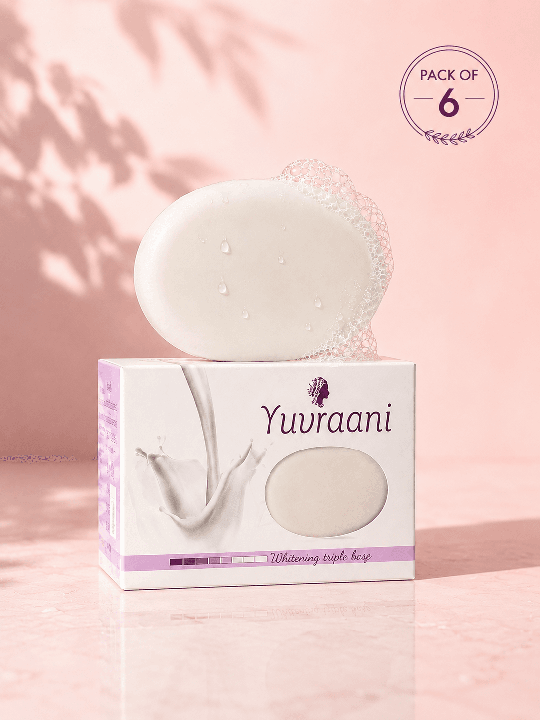 Yuvraani White Skin Brightening Soap Pack of 6 (75g Each) with Licorice & Vitamin E