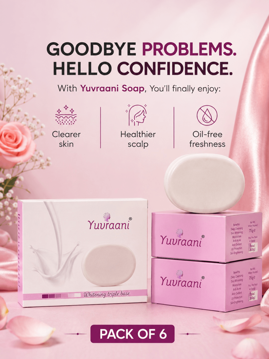 Yuvraani Skin Whitening Soap Pack of 6 + 1 Free